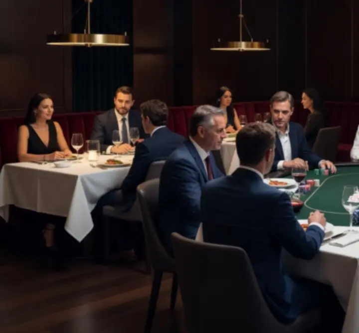 Elegáns vacsoraasztal és pókerasztal gyertyafénynél a Fresh Linen Worksben.